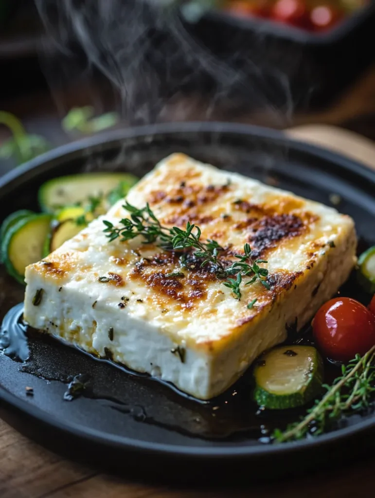 Feta aus der Heißluftfritteuse Serviervorschlag