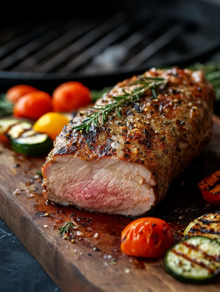 Ganzes Schweinefilet vom Grill Serviervorschlag