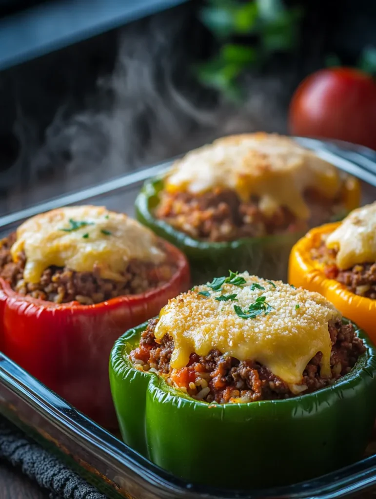 Gefüllte Paprika mit Hackfleisch mit Reis