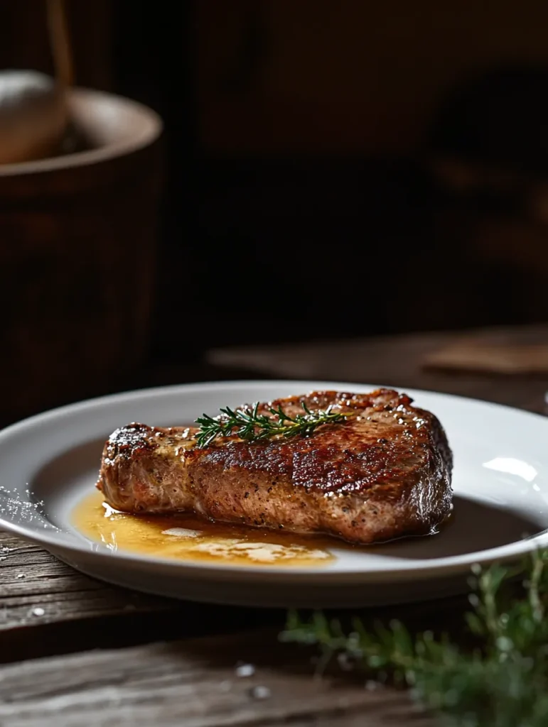 Nackensteak aus der Heißluftfritteuse Serviervorschlag